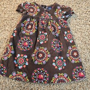 Baby Gap Dress SIZE 18-24 Months Sleeveless Brown Corduroy Floral Heart